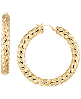 Italian Gold Twist Round Rope Hoop Earrings in 10k Yellow Gold - Yellow 2250$