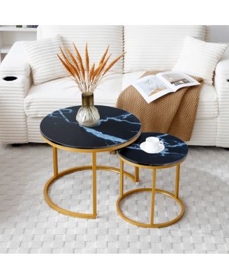 Nesting Coffee Tables with Marble Pattern