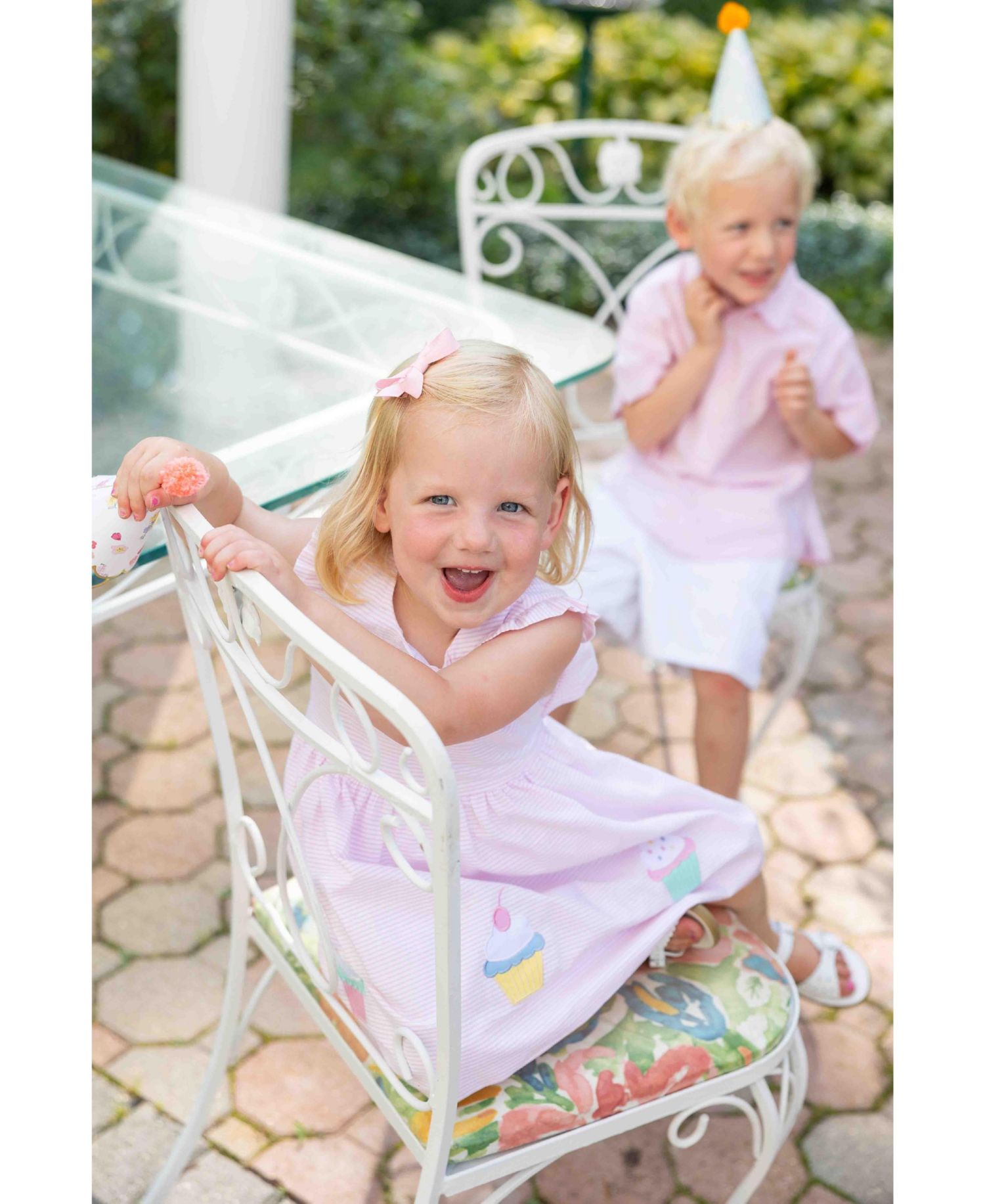 Little Girls Seersucker Dress with Cupcakes