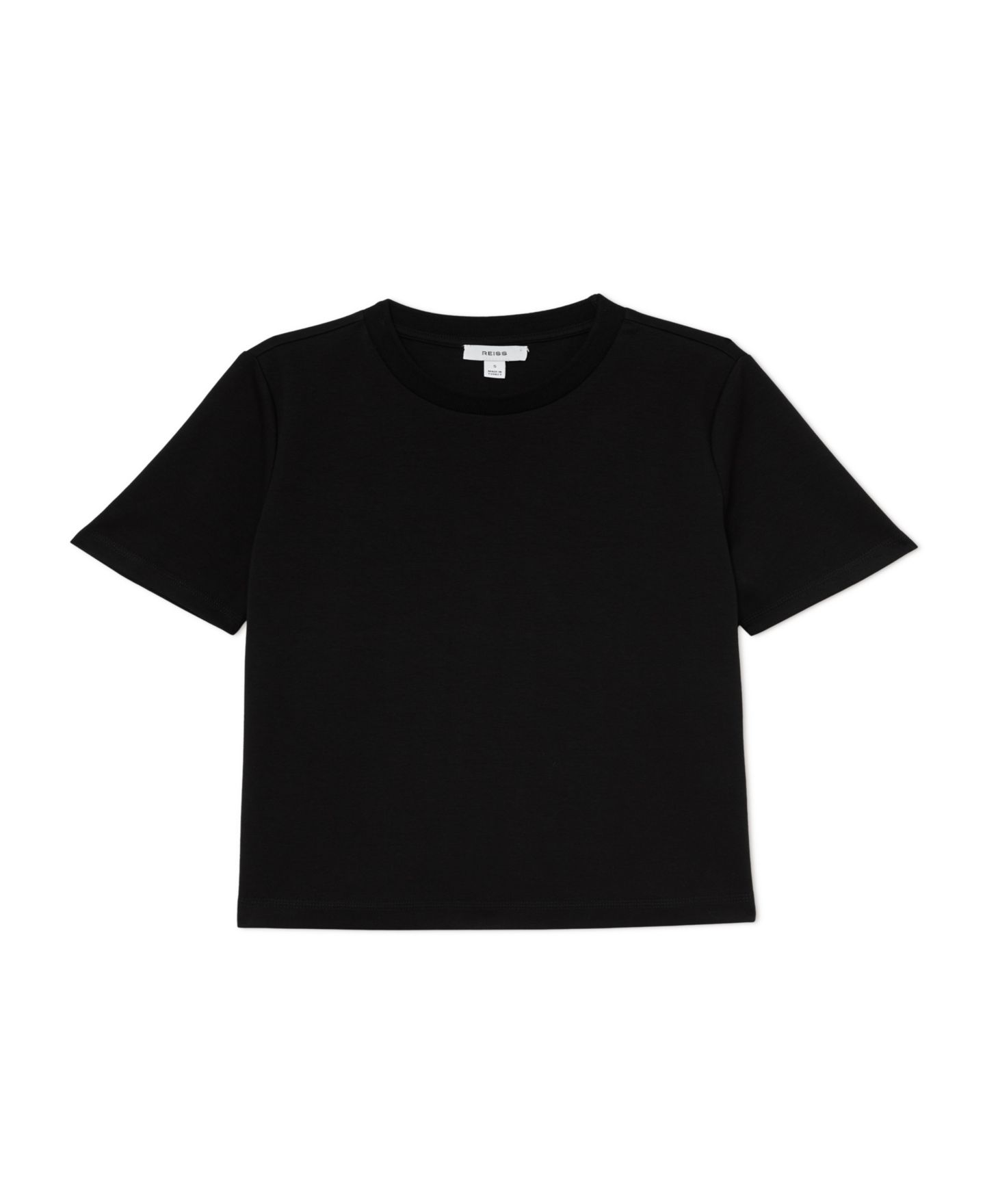 Женская футболка REISS Stretch-Cotton Ribbed-Neck, цвет: Чёрный — фото 4