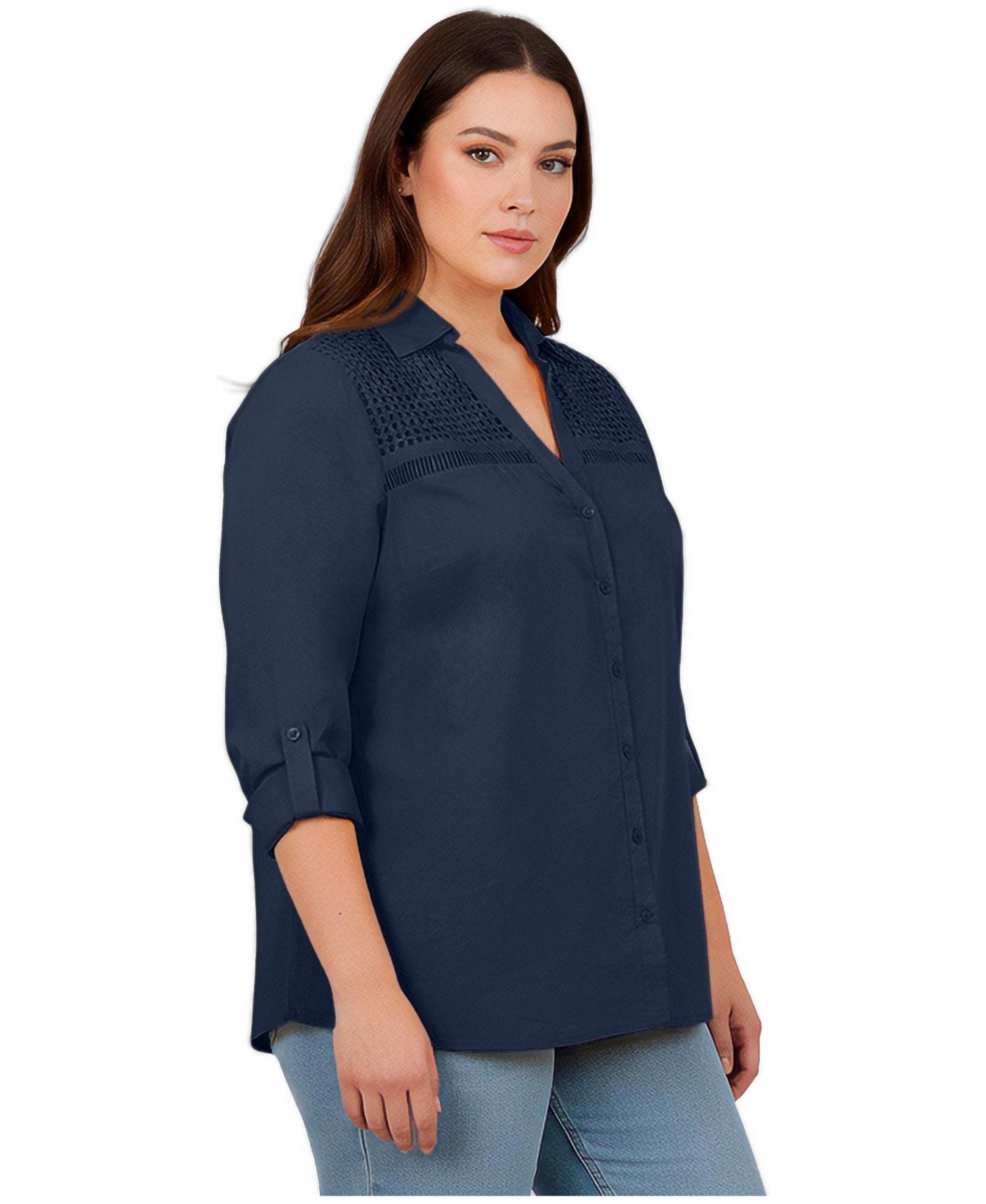 Women's Long Sleeve Lace Detail Shirt
