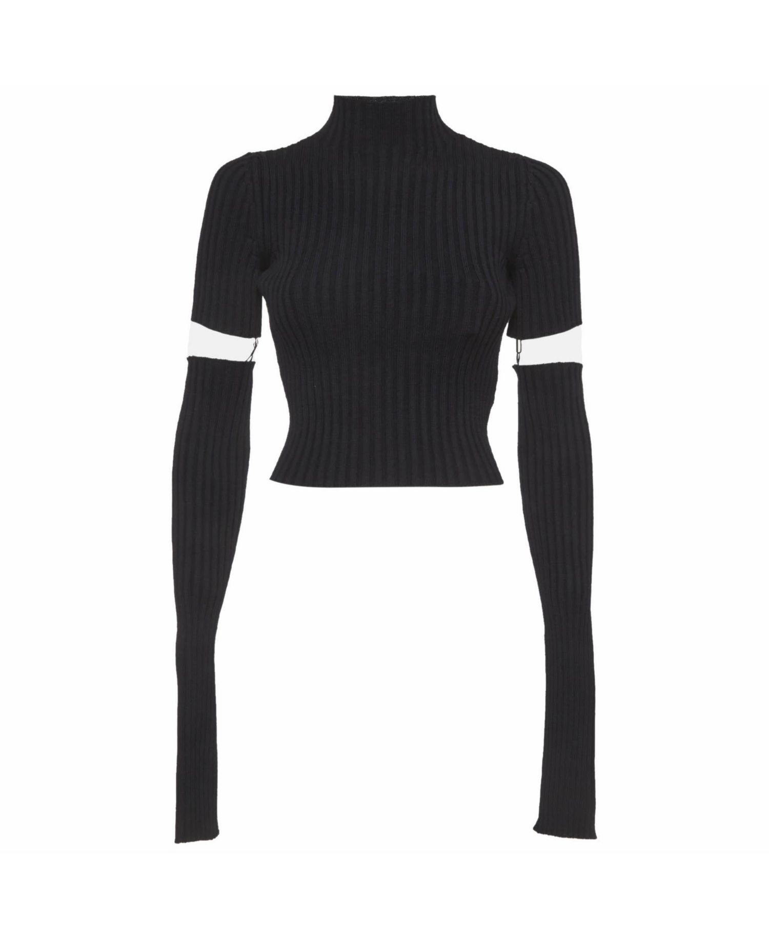 Women's Rib Knit Cut Up Sleeves Sweater