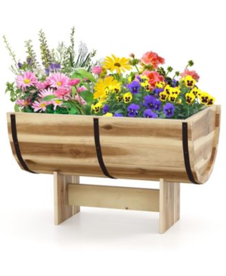 Outdoor Wooden Planter with Legs for Flower Herb Vegetable Fruit