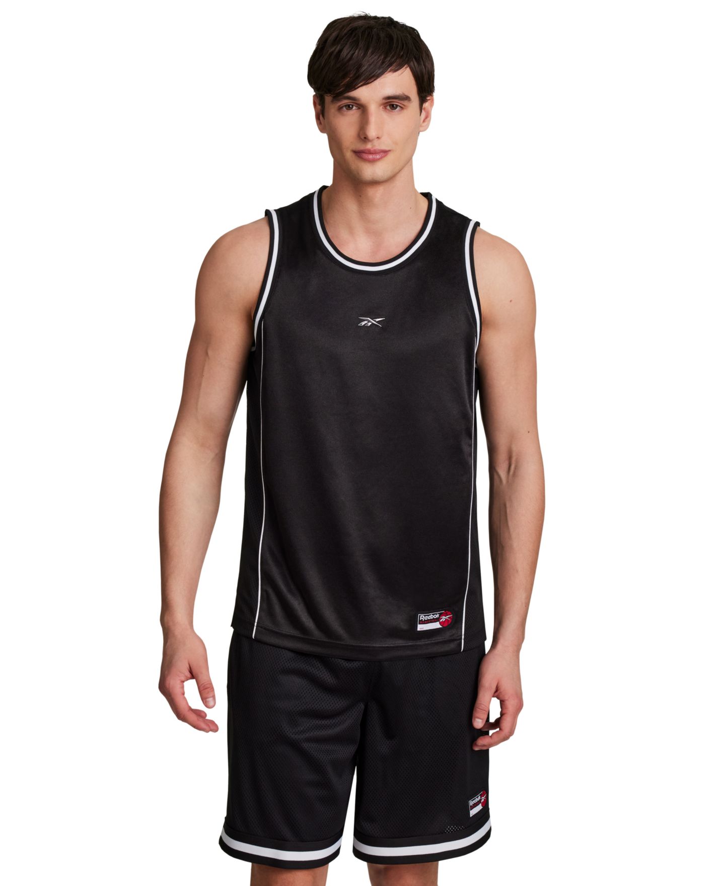 Мужская футболка Reebok Polyester Basketball Jock Tag Mesh Tank Top, цвет: Чёрный — фото 1