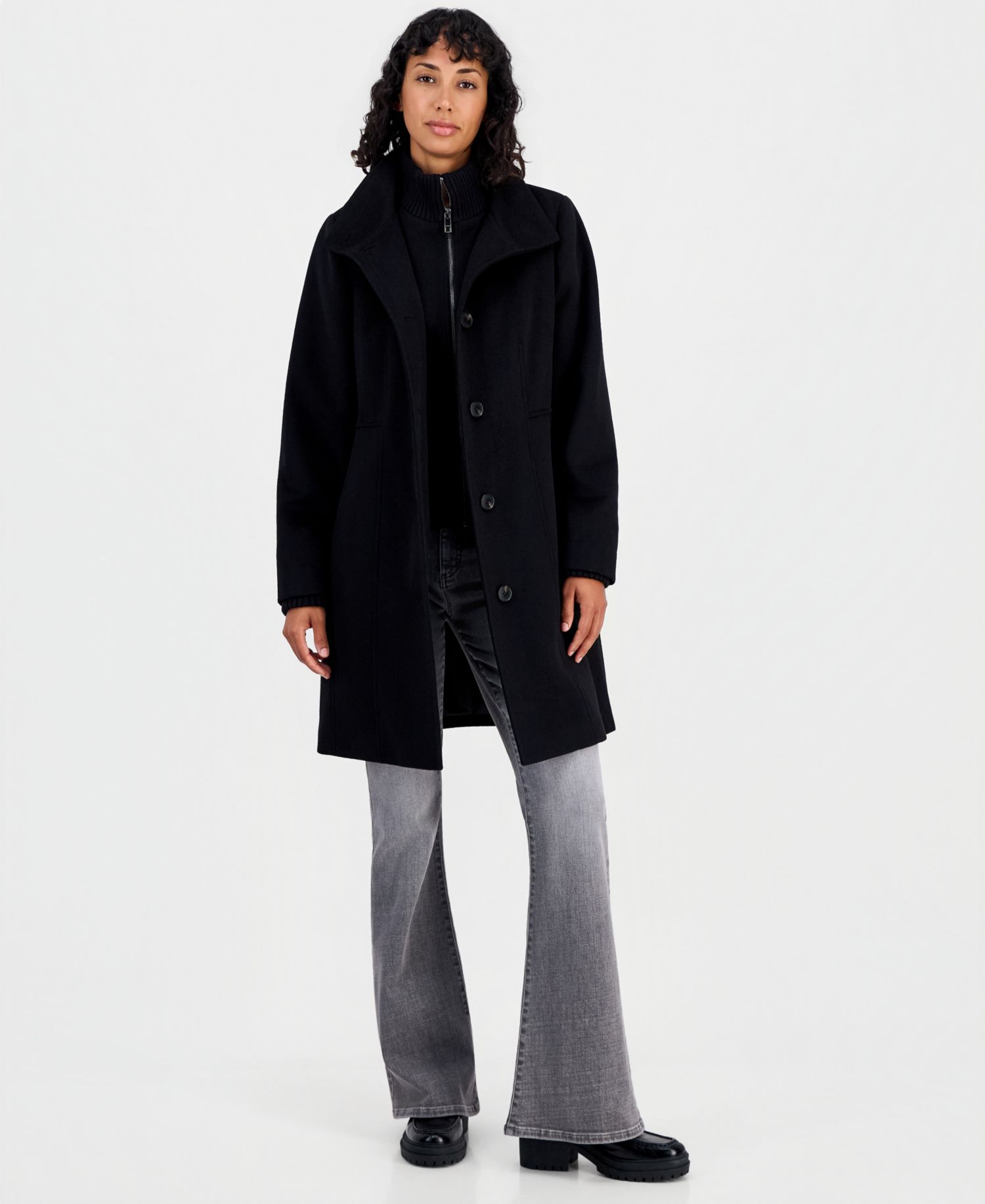 Women's Knit Bibbed Walker Coat