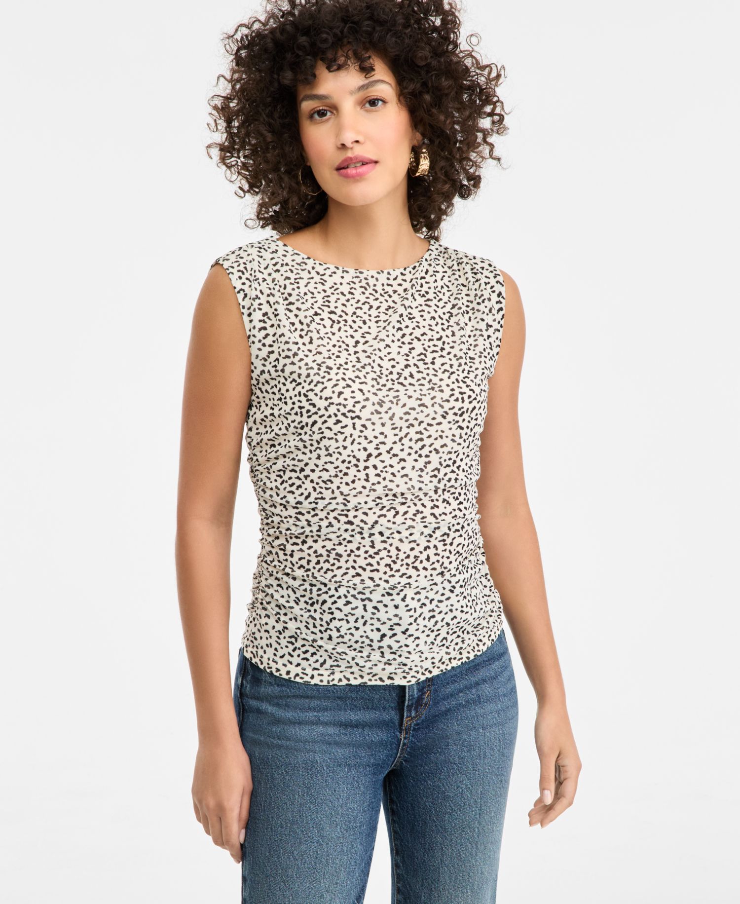 Women's Printed Mesh Sleeveless Top