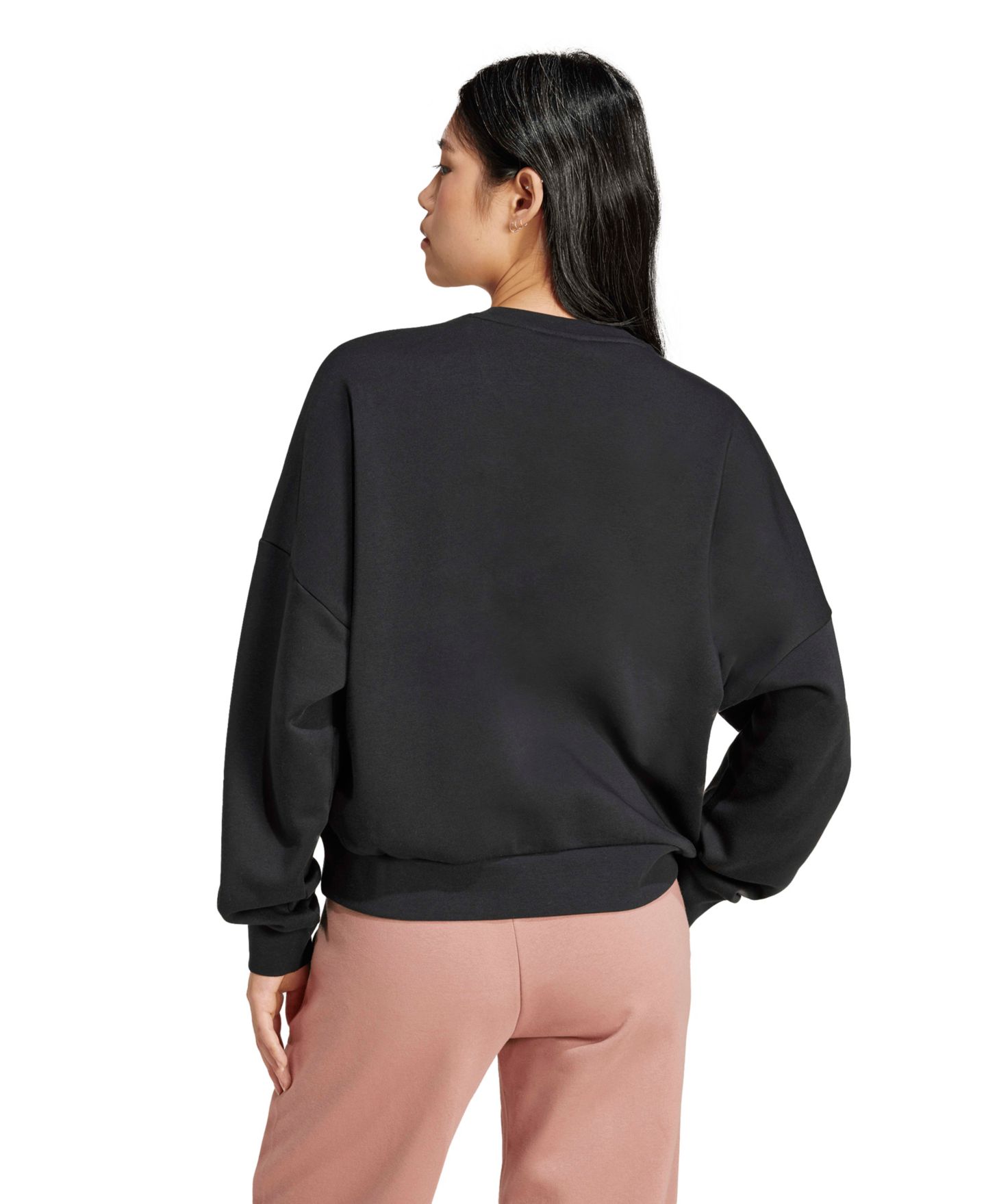 Женский свитшот adidas Essentials Crewneck Small-Logo, цвет: Чёрный / Белый — фото 5