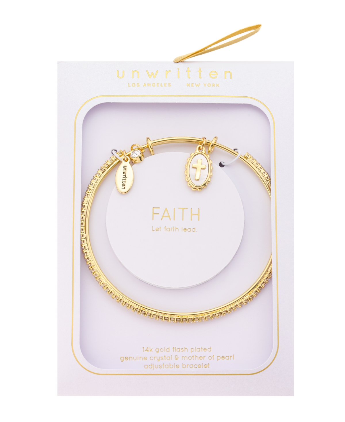 Unwritten Crystal Tennis Cross Charm Bracelet