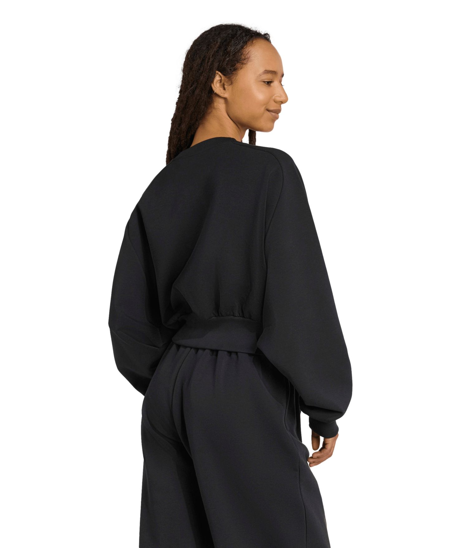 Женский свитшот adidas Soft Lux Relaxed Crewneck, цвет: Чёрный — фото 8