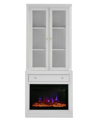 Amren 32" Wood Fireplace Base with Drawer and 2-Door Hutch