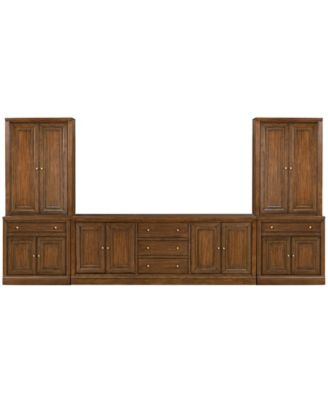 Amren 85" Wood 4-Door Console and 2 Door Base with Drawers with 2 Door Hutches