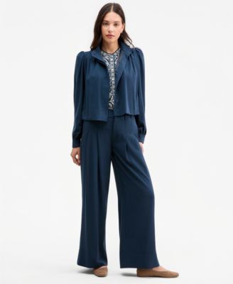 Women's High-Rise Pleated Wide-Leg Pants 