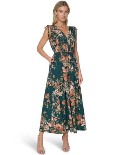 Женские платья Calvin Klein Women’s V-Neck Drawstring Waist Midi Dress