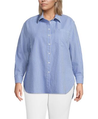 Plus Size Oversized Seersucker Shirt