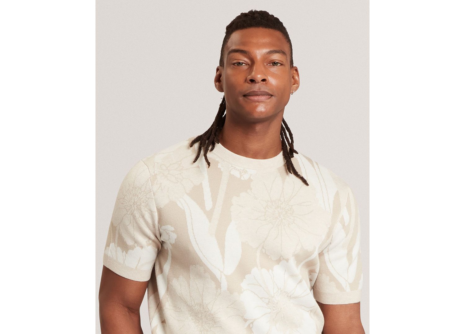 Men's Jacquard Floral Print Short-Sleeve T-Shirt