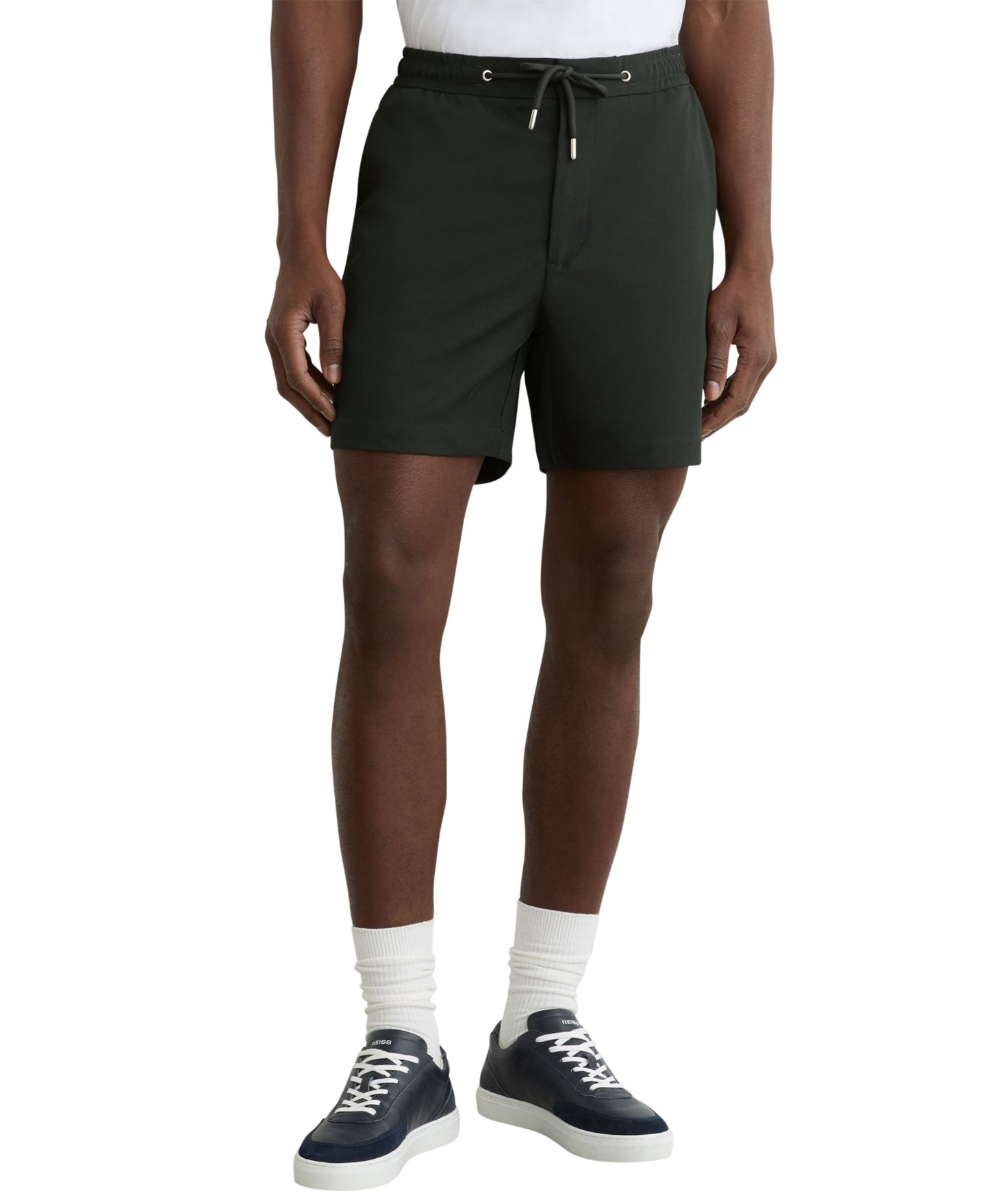 Мужские шорты REISS Newmark Textured Drawstring, цвет: Тёмный зелёный — фото 1