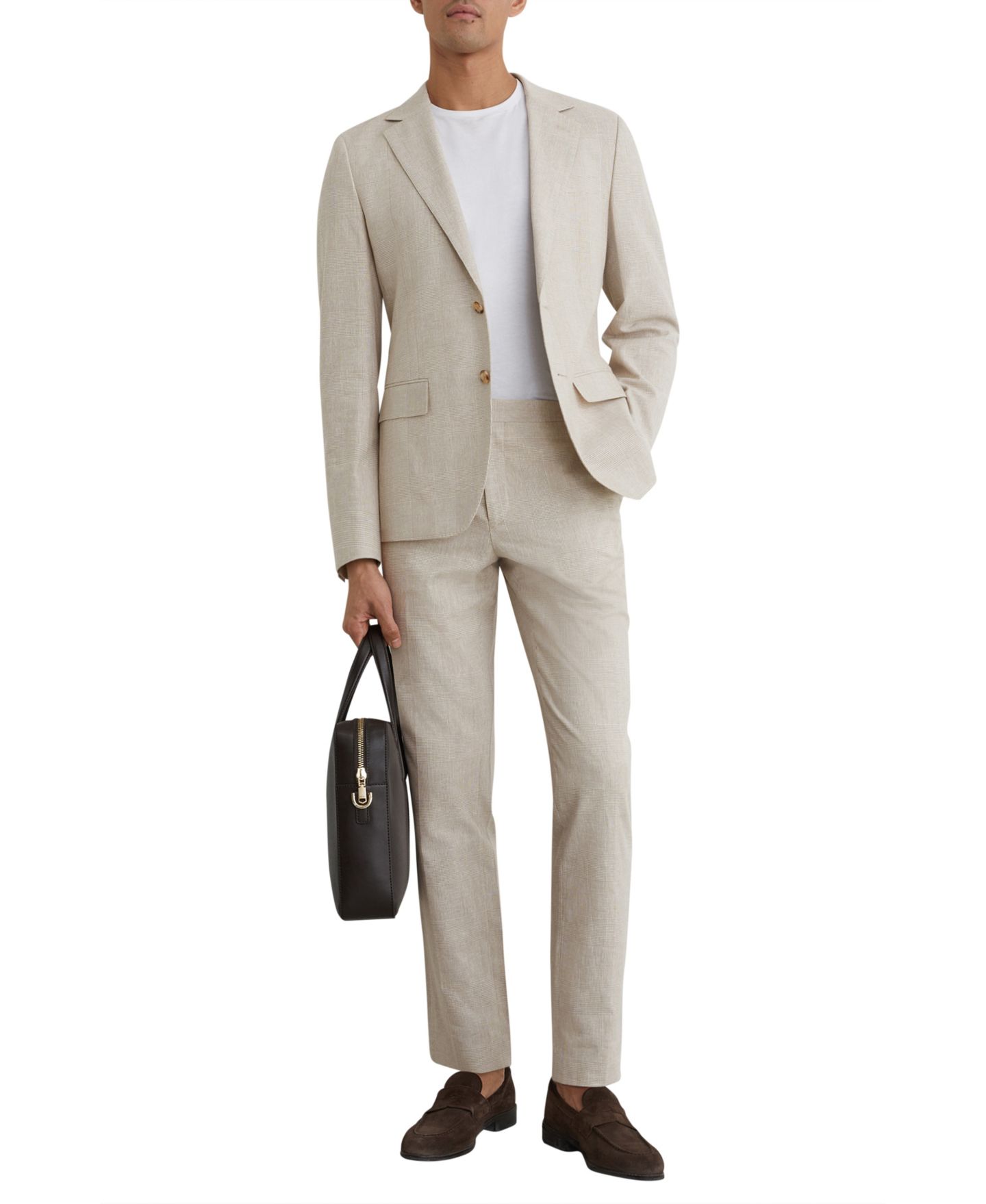 Мужские брюки REISS Cheltenham Check Pant, цвет: Овсяный коричневый — фото 2