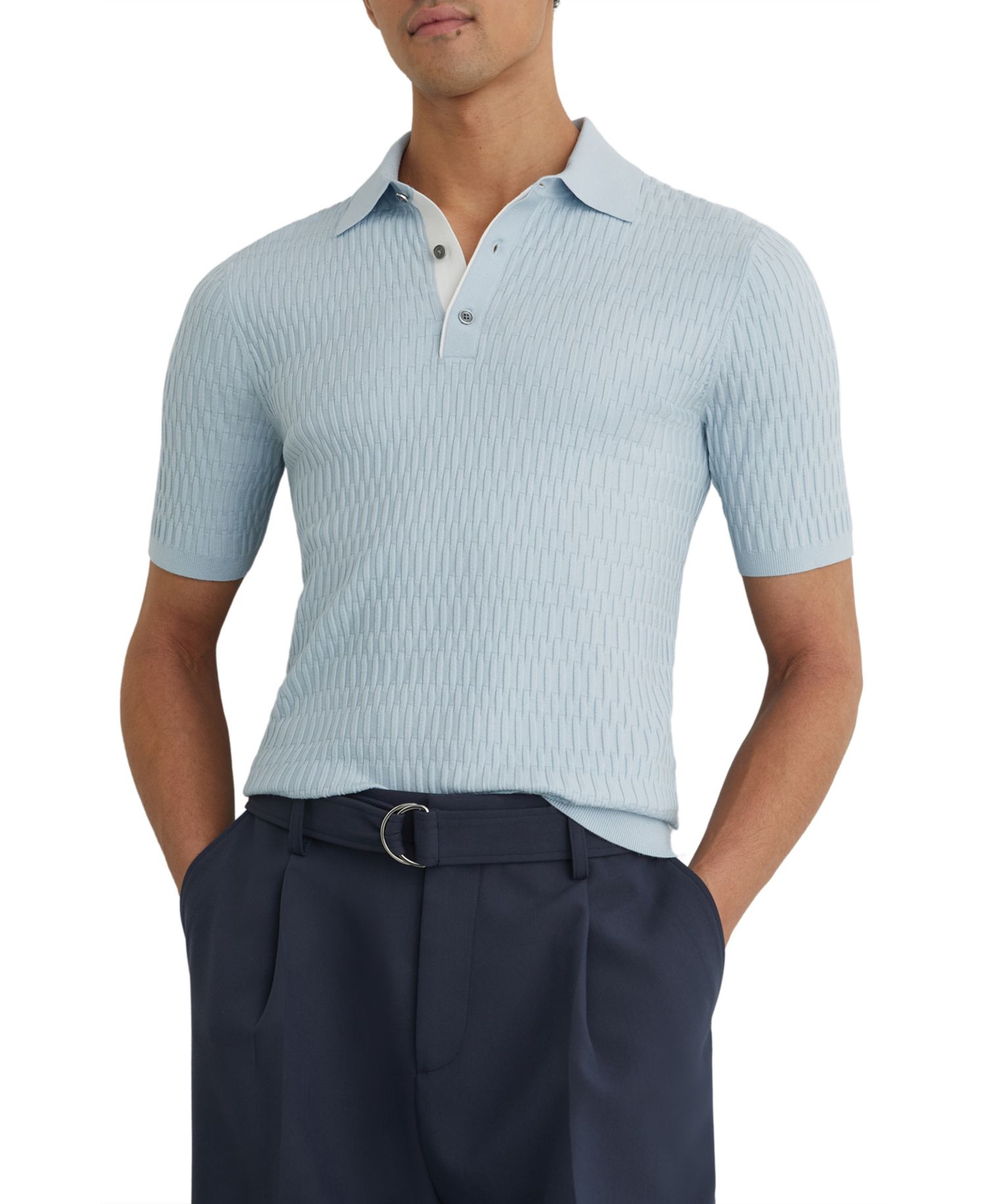 Men's Era Half Button Textured Polo Shirt