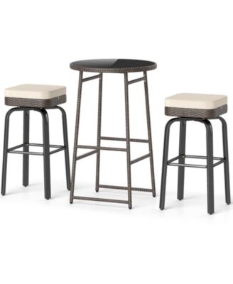 3-Piece Outdoor Swivel Bar Set with Table and 2 Chairs