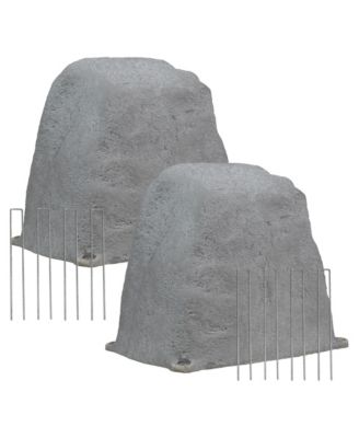 Outdoor Polyresin Landscape Rock Septic Cover with Stakes - 2-Pack