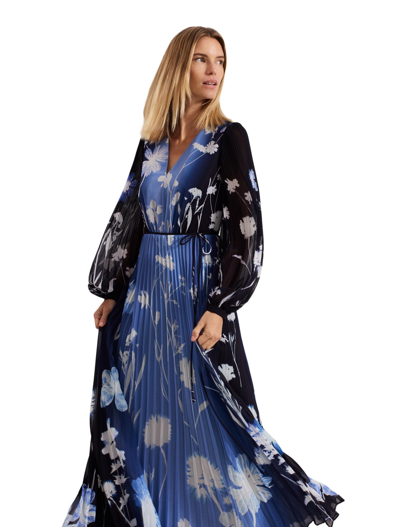 Women's Annie Pleated Floral Maxi Dress