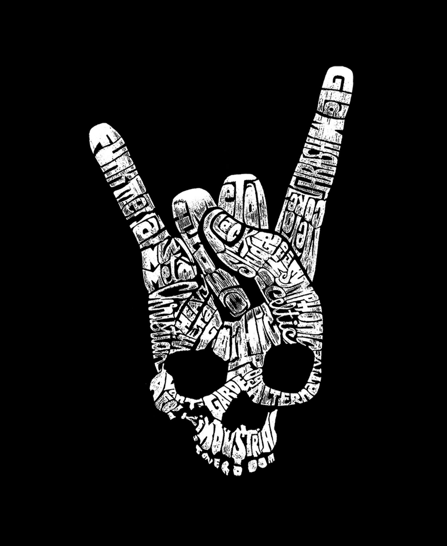 Men's Rock Skull Hand Gesture Word Art Graphic Tank Top