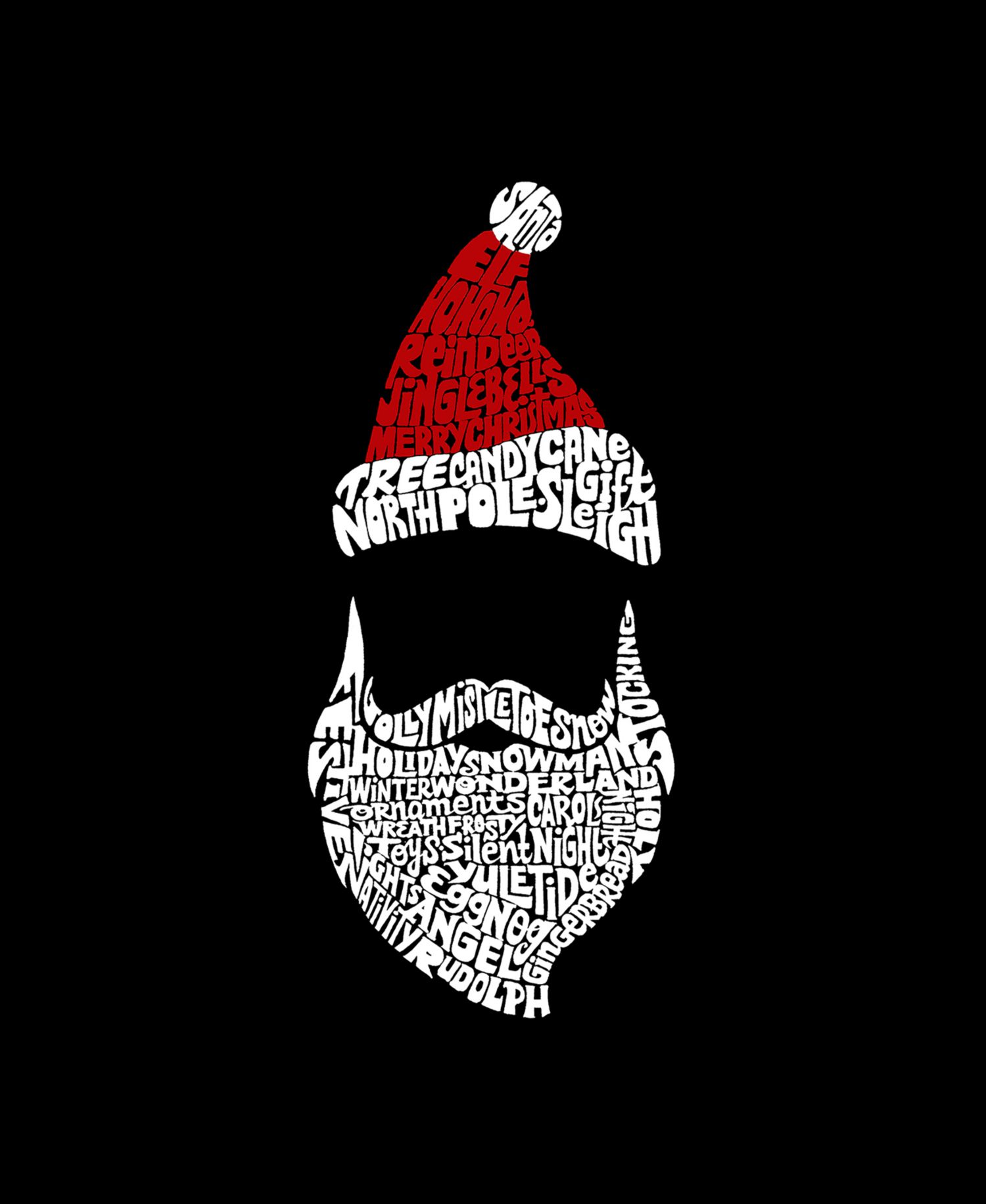 Men's Santa Beard Hat Christmas Word Art Graphic Tank Top