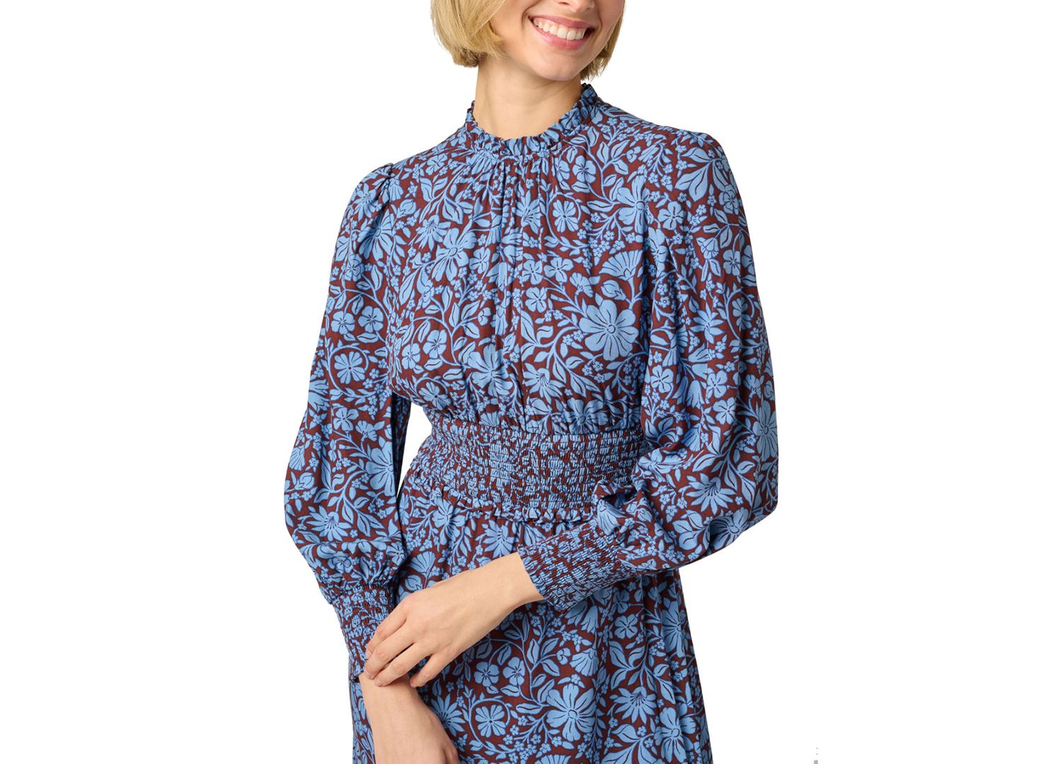 Women's Printed Smocked Midi Dress