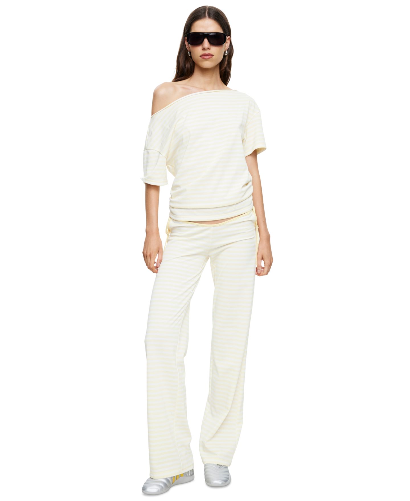 Женские брюки Lioness Bloom Low-Rise Waist Tie, цвет: Lemontini — фото 7
