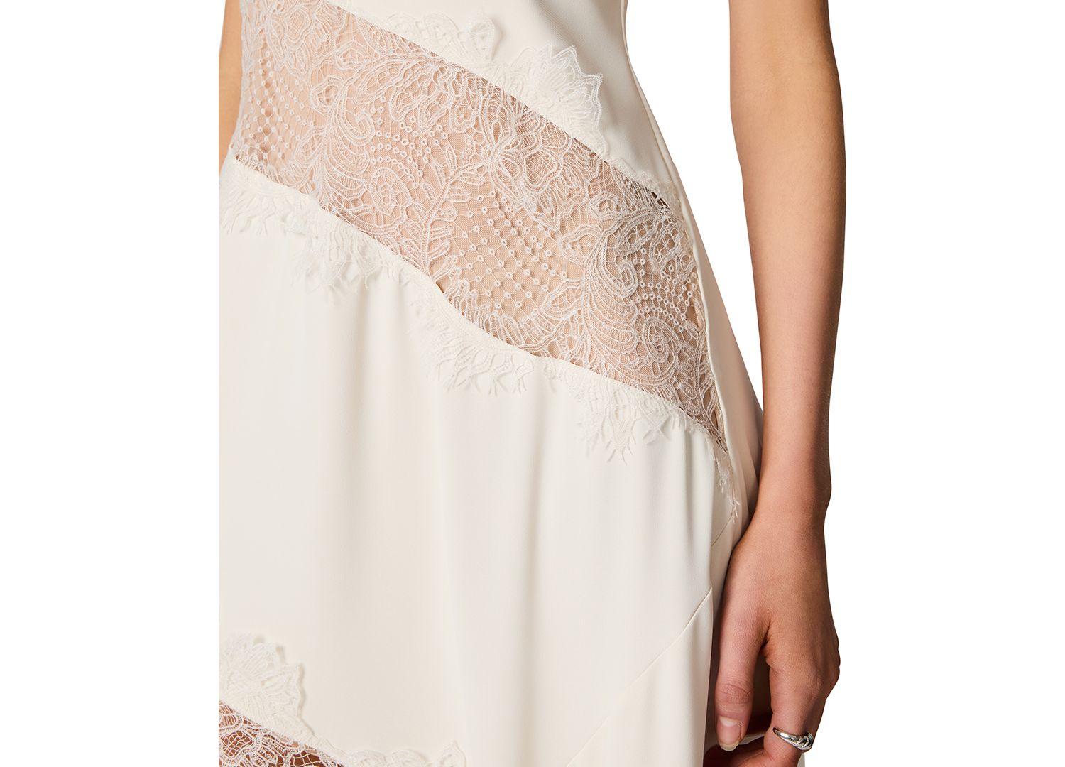 V-Neck Lace Asymmetric Wes Dress