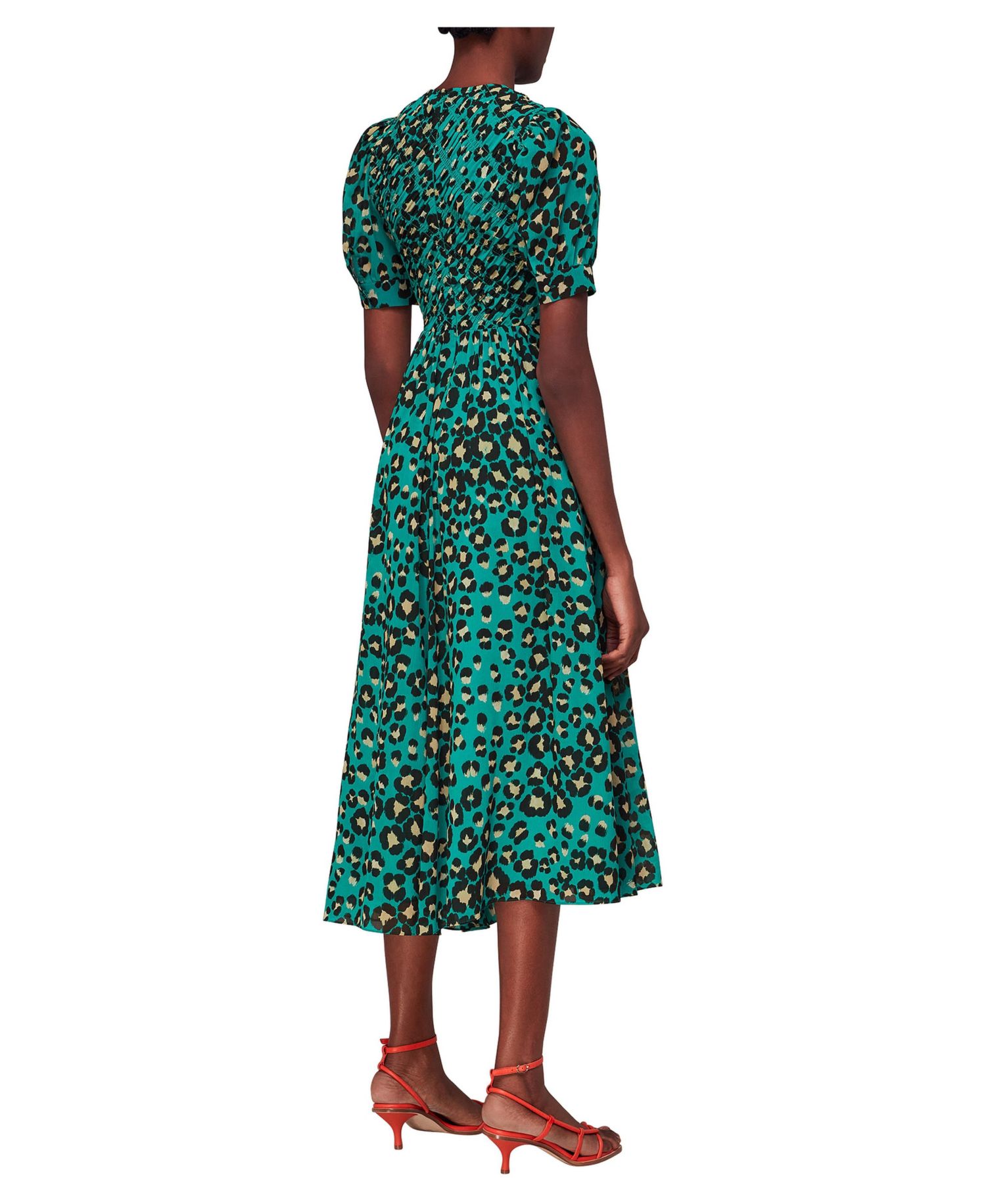 Women's Painted Leopard Shirred Dress
