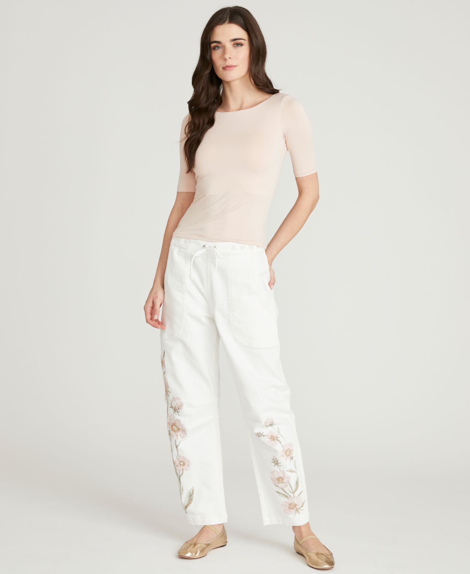 Women's Twyla Barrel Floral Embroidered Jeans