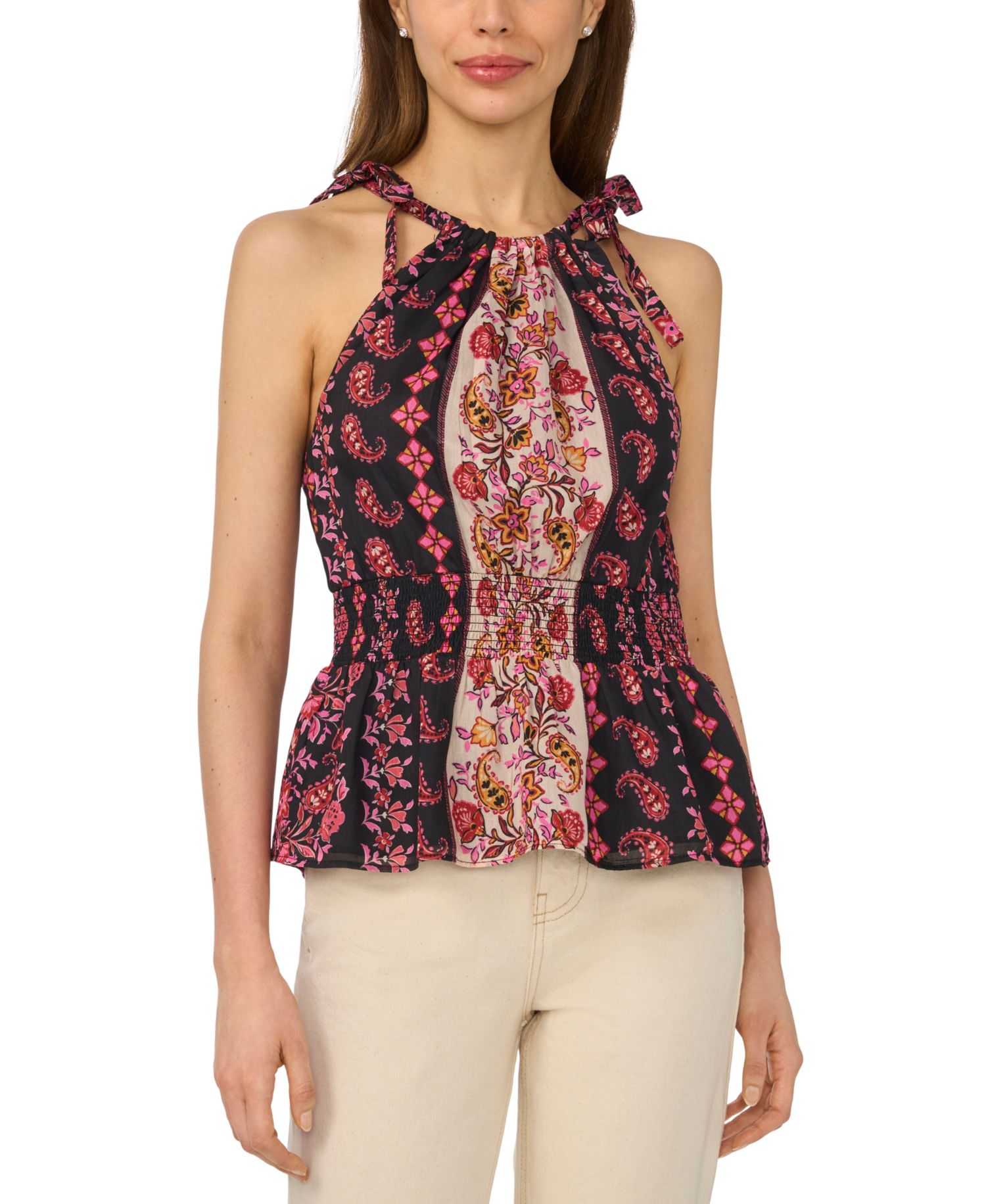 Women's Smocked Waist Halter Neck Top