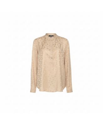 Women's Jacquard Button Front Mandarin Collar Shirt