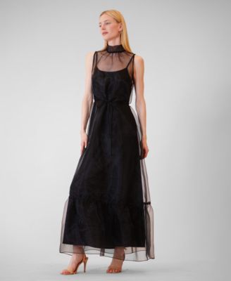 organza dresses women Floral Dress with Removable Puff Sleeves Made to Measure All Over Print A Line Non Teri Jon Sheer Organza Floral