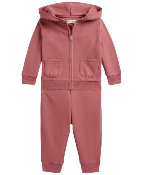 Комплект Polo Ralph Lauren Picot-Trim Fleece Hoodie and Jogger Pants, 2-Piece Set для девочек-малышей, цвет: Холщовый розовый