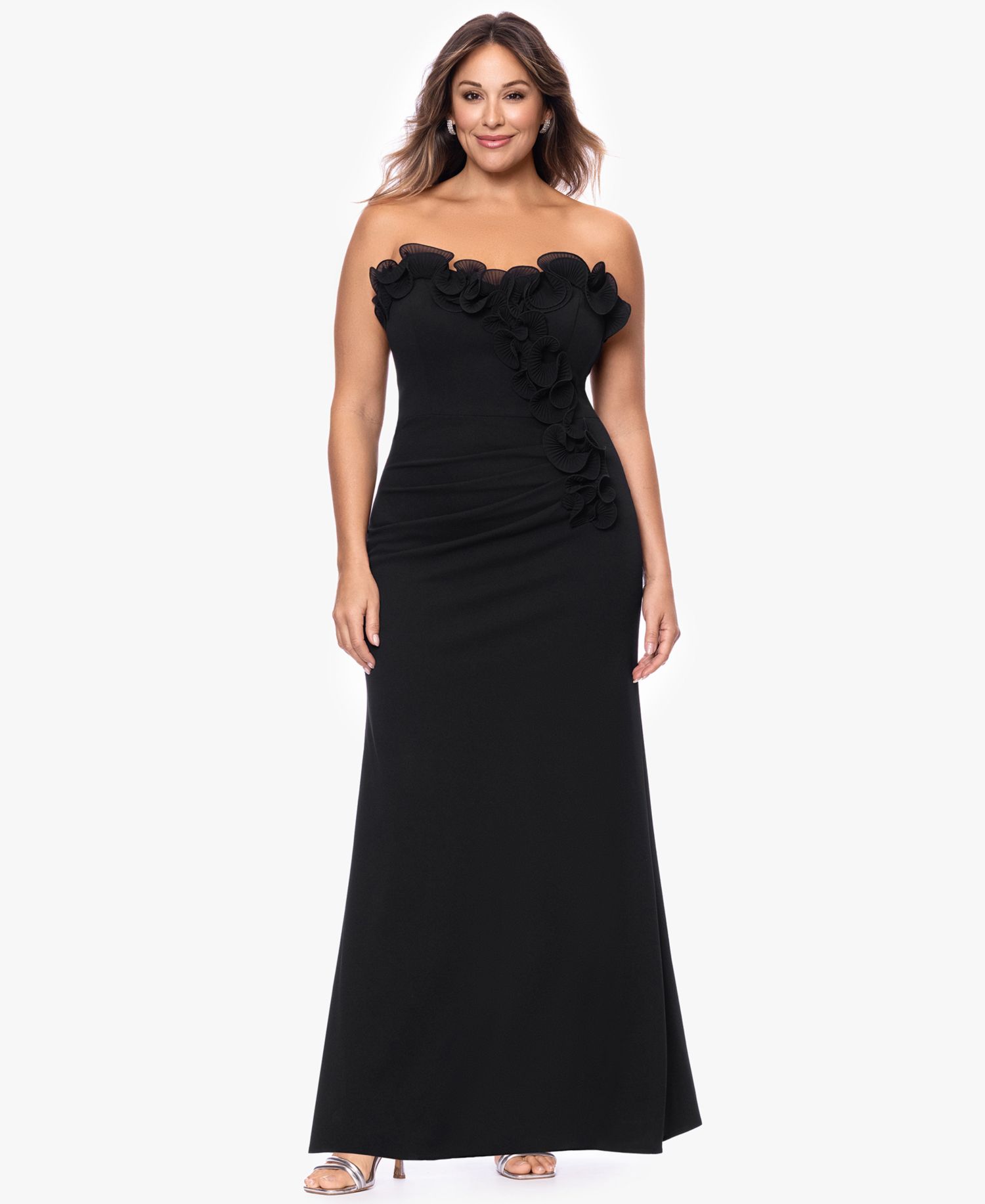 Plus Strapless Long Gown