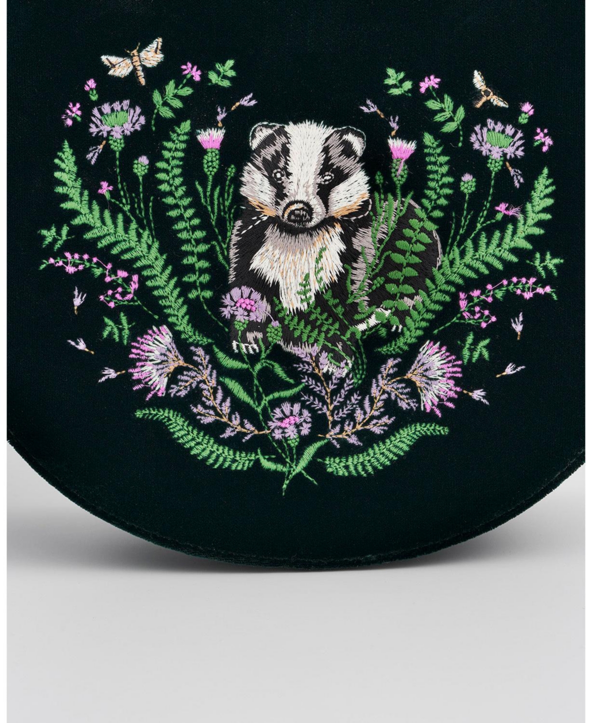 Fable England Badger Embroidered Top Handle Saddle Bag