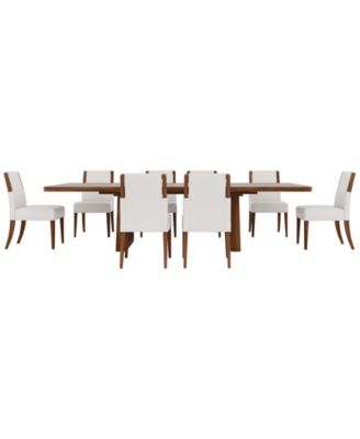 Amelie Rectangular 9-Piece Wood Dining Set (Table and 8 Upholstered Chairs)