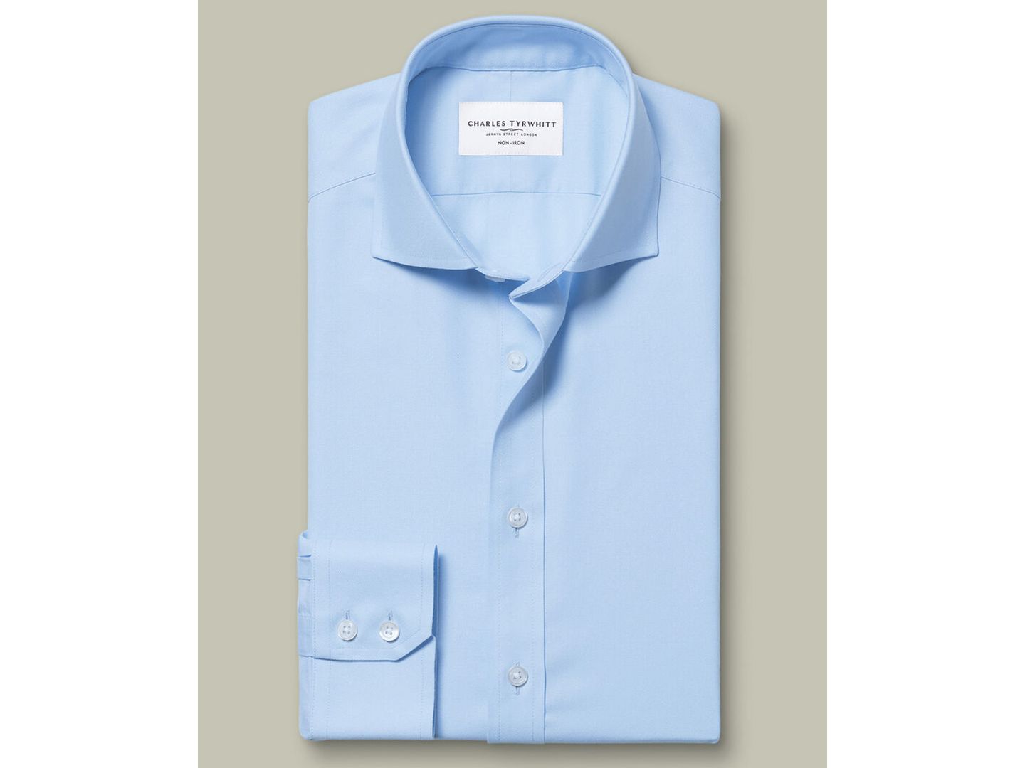 Мужская рубашка Charles Tyrwhitt Slim-Fit Twill Weave Dress Shirt, цвет: Светлый пастельный синий — фото 3