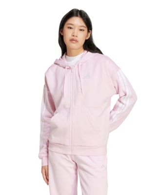 adidas Women's 3-Stripe Fleece Full-Zip Hoodie - Macy's