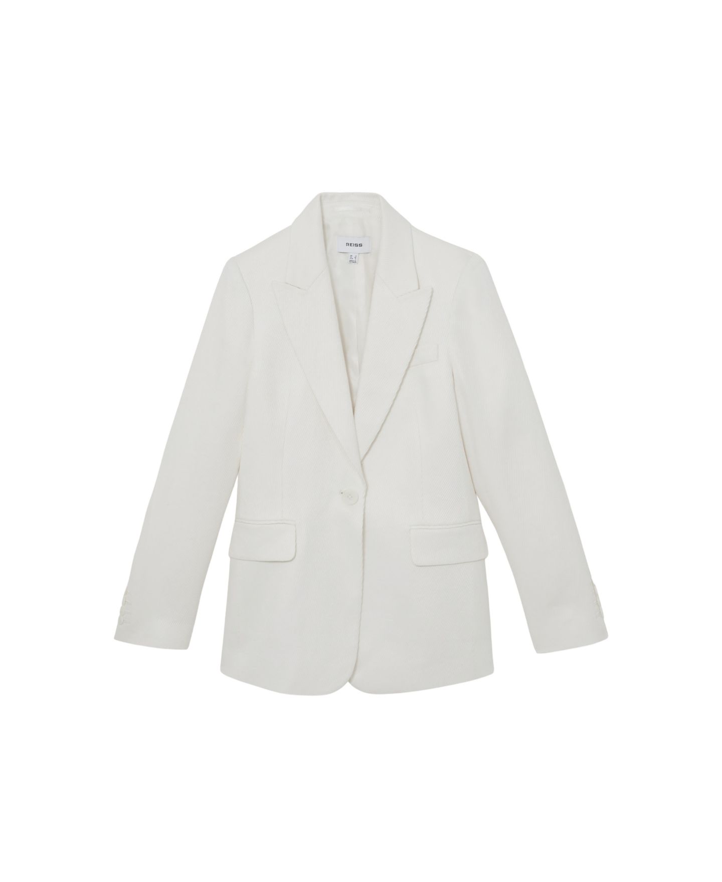 Женский пиджак REISS Linen-Blend Single-Breasted Suit Blazer, цвет: Белый — фото 4