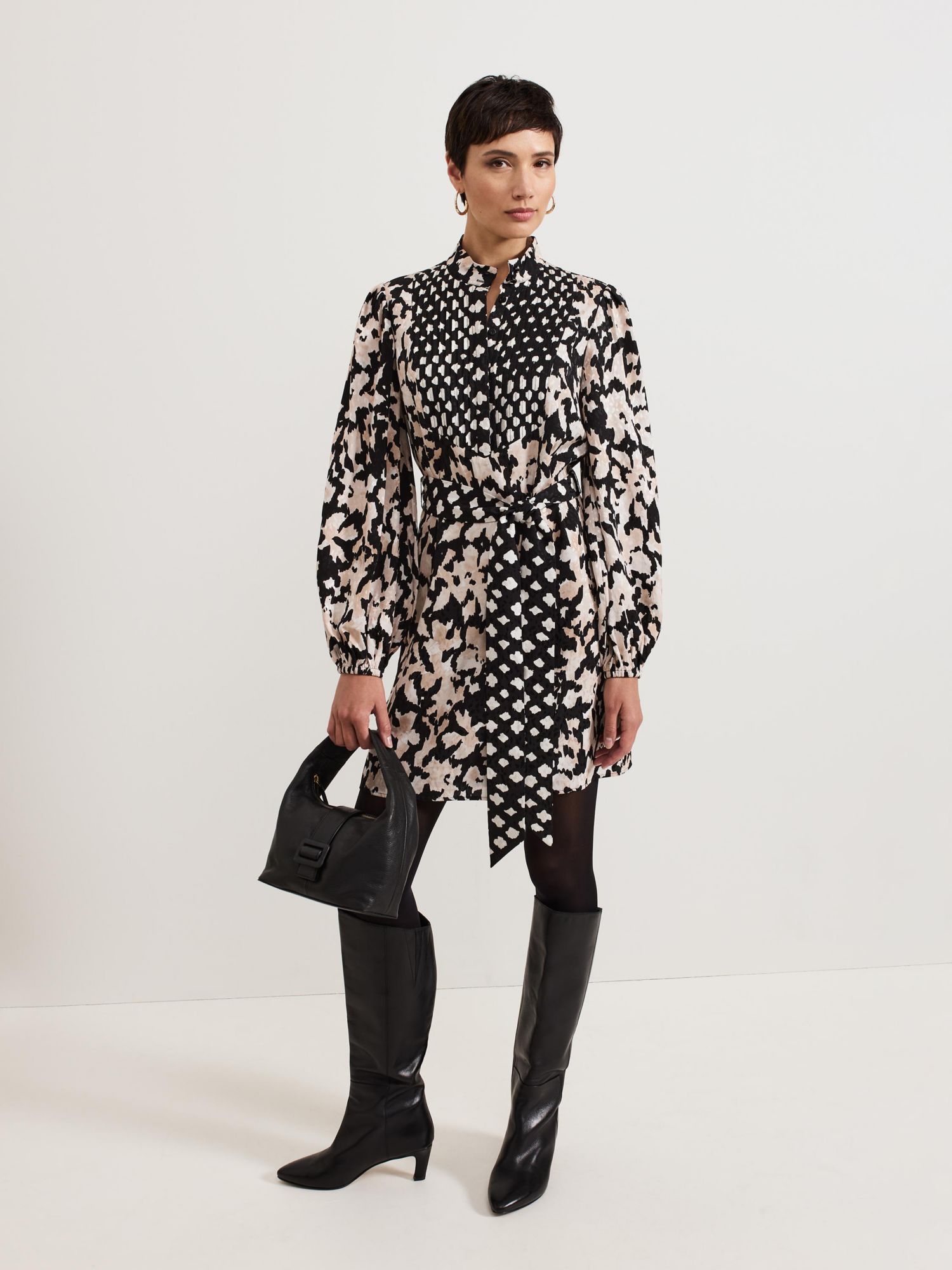 Women's Dolly Mandarin Collar Mini Shirt Dress