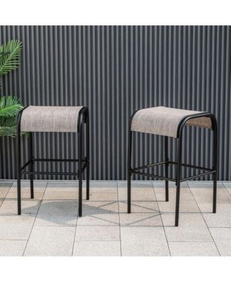 Set of 2/4 Patio Metal Bar Stools with Curved Fabric Seat-Set of 2