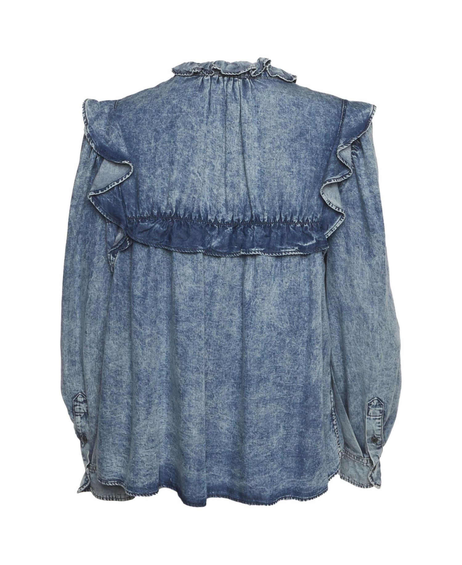 Women's Chambray Ruffle Top