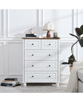 5 Drawer Dresser for Bedroom, Tall Chest of Drawers, Wood Storage Cabinet with Rustic Nature Texture for Bedroom, Living Room, Hallway