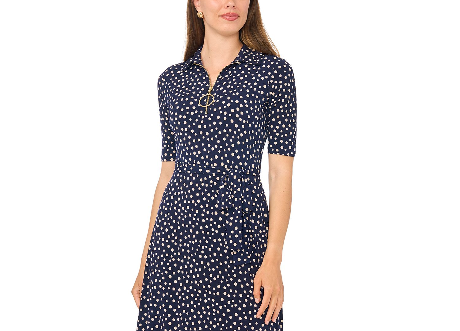Women's V-Neck Collar and Trim Midi Dress
