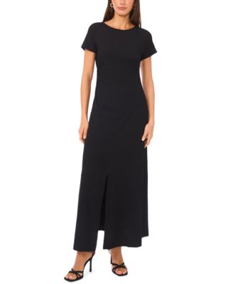 Women's Short-Sleeve Side Ruched Asymmetrical Maxi Dress