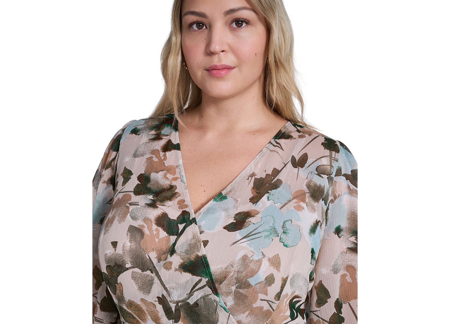 Plus Size Surplice V-Neck Midi Dress