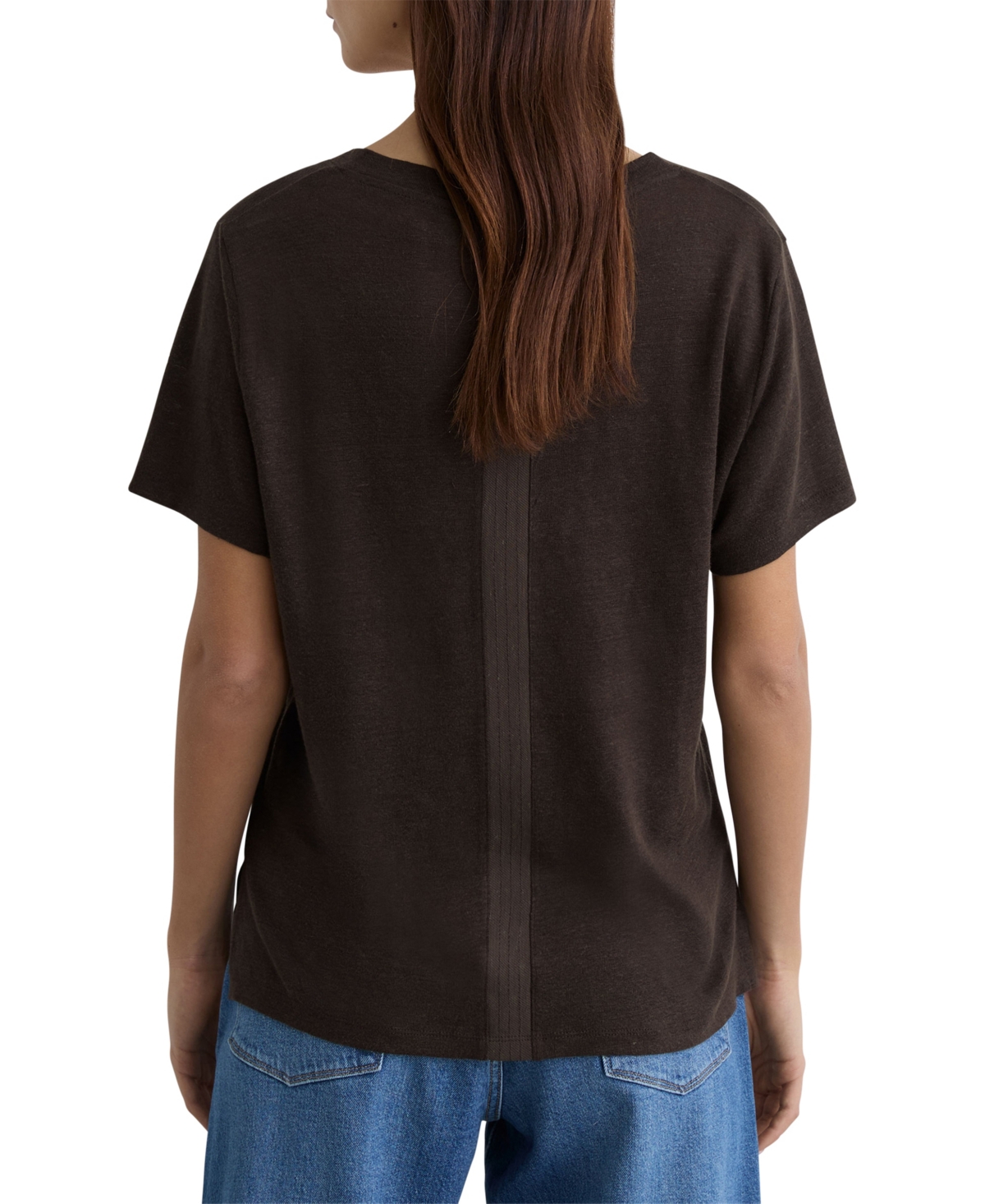 Reiss Women's Lola Linen V-Neck T-Shirt